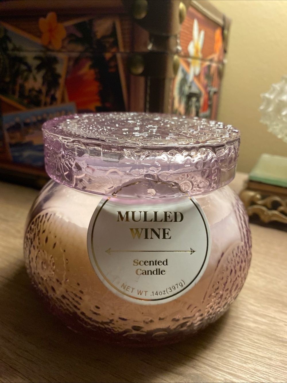 Mulled(Spiced) Wine Candle Lovely Glass Decorative Jar Reclose-Lid 2-Wick/14 Oz - Picture 2 of 6